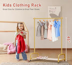 SLEEPING LAMB Baby Clothing Rack, Small Kids Clothes Rack with Bottom Storage Shelf, Child Clothes Hanger Rack for Coats, Metal Dance Costume Garment Rack for Hanging Clothes, Gold