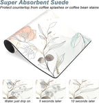 Rnivvi Coffee Mat, 12" x 19" Cute Coffee Bar Mats for Espresso Machine Station Accessories and Organizer, Hide Stain Rubber Backed Absorbent Dish Drying Pad for Kitchen Counter, Watercolor Flowers