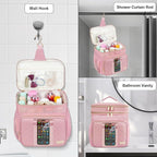 Portable Shower Caddy College Dorm Essentials, Large Toiletry Bag for Women Men, 2 Layers Quickly Dry Mesh Bathroom Tote Bag, Hanging Makeup Organizer Bag for Travel, Gym, Camping (Pink)