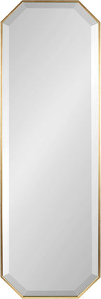 Kate and Laurel Rhodes Modern Full Length Framed Octagon Wall Mirror, 16 x 48, Gold, Decorative Glam Geometric Wall Accent
