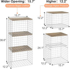 5 Pack Extra-Long Closet Organizers and Storage with Ajustable Shelf, Stackable Closet Shelf Organizer, Double Storage Design Clothes Storage Cube/Bin Organizer for Wardrobe, Space-Saving, White