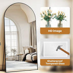 Oversized Full Length Mirror 78x38 Inch - Wall Mounted or Standing Floor Mirror with Aluminum Alloy Frame, Shatterproof Tempered Glass - Modern Mirror for Bedroom, Living Room, Closet, Black