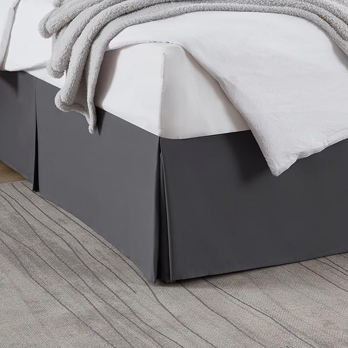 Nestl Dark Gray Bed Skirt Queen Size - 14 Inch Drop - Brushed Microfiber Hotel Quality Pleated Bed Skirt - Shrinkage & Fade Resistant