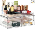ZHIAI stackable storage drawer, cosmetics storage box, cosmetics and beauty product storage organizer, suitable for makeup room, bathroom, storage room