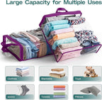5PACK Clear Zippered Storage Bags for Clothes, 22L Closet Organizers Bag, and Blanket Storage Bags for Bedding, Linen, Blankets, Comforters, Clothing & Toys (Purple)