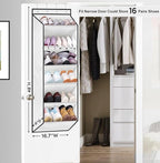 SLEEPING LAMB Shoe Rack for Door, Kids Door Shoe Organizer for Closet hanger, Narrow Hanging Sneaker Storage with Large Deep Pockets for Toddler, Girl, Baby Room Decor, White