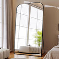 Full Length Mirror 81"x41" Arched Floor Standing Large Mirrors Full Body Mirror with Stand - with Aluminum Frame for Bedroom Living Room, Black