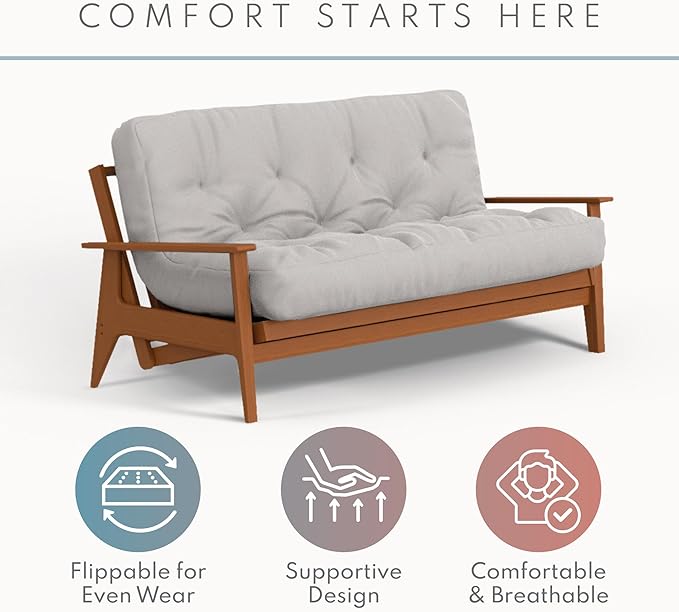 Royal Sleep Products by The Futon Factory 6 inch Foam Futon Mattress - Solid Hunter Green Cover - Full Size - CertiPUR Certified Foams - Made in USA - (Frame not Included)