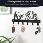 Deveosa Key Hooks Holder for Wall Decorative - Small Blakc Cute Front Door Car Garage Keyholder Entryway Sign House Hanging Key Chain Ring Hangers Stand for Wall Mount Racks