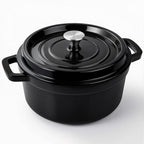Miereirl 6.5 Quart Enameled Dutch Oven Pot with Lid, Cast Iron Dutch Oven with Dual Handles for Bread Baking, Cooking, Non-stick Enamel Coated Cookware (Black)