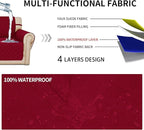 Easy-Going Waterproof Oversized Loveseat Covers Leakproof Couch Cover for 2 Cushion Couch Sofa Cover Washable Sofa Slipcover Non-Slip Furniture Protector with Pocket for Pet(Medium-XL, Christmas Red)