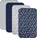 Mini Portable Crib Sheets for Boys (38" X 24") 4 Pack, Compatible with Dream on Me, Delta Porta Crib and Arms Reach Ideal Cosleeper