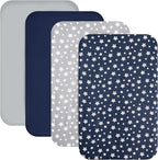 Mini Portable Crib Sheets for Boys (38" X 24") 4 Pack, Compatible with Dream on Me, Delta Porta Crib and Arms Reach Ideal Cosleeper