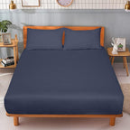 ROYALE LINENS 300 Thread Count 100% Long Staple Combed Cotton Fitted Sheet Twin - Super Soft Deep Pocket Bottom Sheet - Fitted Sheets Only - Elastic Sheets (Twin, Navy)