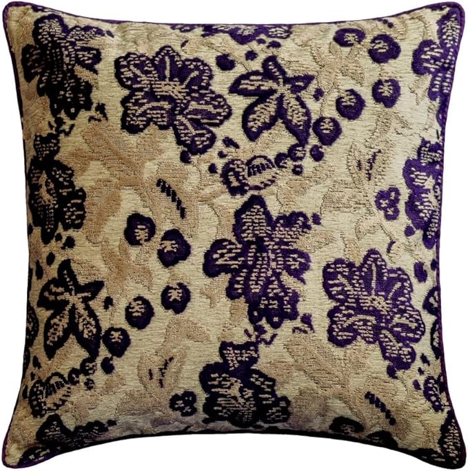 The HomeCentric King/Queen/Twin Purple Designer Twin 53"x18" Bed Runner with 2 Pillow Cover, Floral, Velvet Bed Scarf on Velvet Fabric - Plum Petal