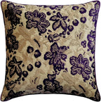 The HomeCentric King/Queen/Twin Purple Designer Twin 53"x18" Bed Runner with 2 Pillow Cover, Floral, Velvet Bed Scarf on Velvet Fabric - Plum Petal