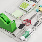 3 Pack Clear Plastic Drawer Organizer Tray Cutlery Utensil Makeups Drawer Silverware Organizers 12" X 6"… (6P(6X6+6X9+6X15))