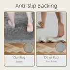 8x10 Solid Fluffy Grey Area Rug – Washable, Durable, Extra Large Living Room Rug, Non-Slip High Pile Shag Rugs for Bedroom, Playroom, Nursery Rooms, Kids Room, Soft Indoor Floor Carpet Decor
