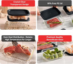 EATEX 14 Pack Glass Meal Prep Containers with Grooved Base, 14 Stackable BPA Free Glass Storage Containers with Lids for Lunch, Pantry, and Kitchen - Microwave, Dishwasher Freezer & Oven Safe - Black