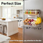 Ofiray-home Magnetic Fridge Shelf with Wood Lid, Fruit Potato Onion Storage Bins, Pantry Organizers, Large Container Spice Rack for Refrigerator, Kitchen Counter, Cabinet (1, White)