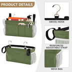 Dark Cyan Bedside Caddy Storage Bag Bedside Organizer for Headboards Bunk Beds Hanging Storage Organizer 6 Pockets with Hooks for Magazine Water Bottle Holder