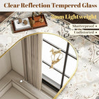 VooBang Wide Arched Wall Mirror, 31 x 32 inch Arch Bathroom Mirror, Wall Mounted Vanity Mirror with Arch Metal Frame, Modern Bathroom Vanity Mirror for Bedroom, Living Room, Hanging or Leaning, Gold