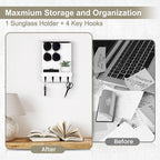 Key Holder Wall Mount, Key Holder for Wall with 4 Hooks, Farmhouse Key Hanger Holds Dog Leash, Sunglasses – Decorative Mail Organizer Home Decor (White)