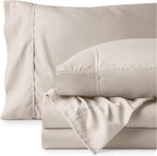 Bare Home Full XL Sheet Set - Luxury 1800 Ultra-Soft Microfiber Full Extra Long Bed Sheets - Double Brushed - Deep Pockets - Easy Fit - 4 Piece Set - Bedding Sheets & Pillowcases (Full XL, Wheat)