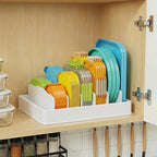 Lifewit Kitchen Cabinet Organizer for Food Contanier Lid, Lid Holder with 6 Adjustable Dividers & 7 Sections for Pantry Organizers and Storage, Home Drawer Organization, Large, 13" x 10"