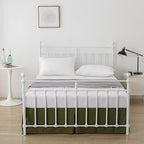 Full Bed Skirt - Full Size Bed Skirt 14 Inch Drop with Split Corners, Pleated Waffle Weave Bed Skirt, Tailored Dust Easy Fit, Machine Washable (Green, Full - 14" Drop)