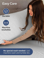 Extra Deep Full Sheet Set - 6 Piece Breathable and Cooling Sheets - Hotel Luxury Bed Sheets Set - Easy Fit - Soft, Wrinkle Free and Comfy Sheets Set - Grey Striped Sheet Set with Extra Deep Pockets