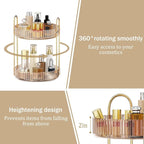 MOKANI 360 Rotating Makeup Organizer for Vanity, 2 Tier Adjustable Perfume Organizer for Dresser, Multi-Function Spinning Cosmetics Skincare Storage for Bedroom, Dresser, Countertop, Amber