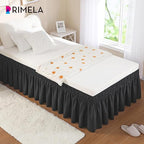 RIMELA Black Bed Skirt Twin Size 15 Inch Drop, Elastic Bed Skirting for Bed Base and Frame, Bedding Dust Ruffle Easy to Install, Lightweight Wrap Around Adjustable Bedskirt