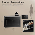 Haotian Shoe Storage Bench with Cushion, Black Narrow Shoe Rack for Entryway, Small Shoe Cabinet with Flip-Drawer, Closet Hallway Mudroom FSR82-L-SCH