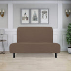 Easy-Going Stretch Futon Slipcover Armless Futon Bed Cover Furniture Protector Without Armrests with Elastic Bottom for Kids, Soft Jacquard Fabric Small Checks (Medium, Brown)