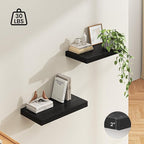 Dreamland 24" Floating Shelves for Wall, 12" Deep Thicker Black Floating Shelves, Wall-Mounted Shelves for Bedroom, Living Room, Kitchen, Bathroom - Set of 2