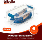 Tribello Clear Plastic Storage Bins with Lids Stackable Storage Bins (6 Quart)