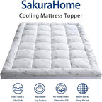 Mattress Topper California King Size, Cooling Extra Thick Breathable Viscose Made from Bamboo Mattress pad, Soft Quilted Fitted Mattress Cover with 1000 GSM Down Alternative Fill (8-21”Deep Pocket)