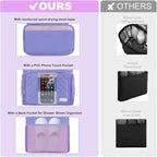 Portable Shower Caddy College Dorm Essentials, Large Toiletry Bag for Women Men, 2 Layers Quickly Dry Mesh Bathroom Tote Bag, Hanging Makeup Organizer Bag for Travel, Gym, Camping (Purple)