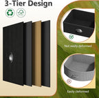 Night Stand, End Table with 2 Drawers Nightstand for Bedroom, Small Fabric Dresser Organizer, Bedisde Table Side Table with Open Storage Shelf, Black