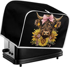 ZFRXIGN Sunflower Cow Toaster Cover 4 Slice Small Appliance Covers Kitchen Microwave Oven Dust Cover Case Protector Western Highland Cattle Toaster Covers Home Decorations Black
