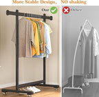 Wiracks Heavy Duty Clothes Rack for Hanging Clothes Clothing Rack 300LBS Portable Clothes Rack 45" L*15" W*66" H Thickened and Widened elliptical Tubes (Black)