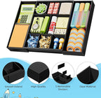 Marbrasse Expandable Desk Drawer Organizer, Clear Plastic Drawer Organizer Tray with 10 Adjustable Compartments, Desk Organizers and Accessories, 5 Drawer Dividers for Office Supplies, Makeup(Black)