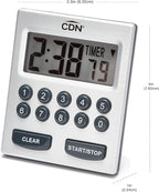 CDN Direct Entry 2- Alarm Digital Kitchen Timer | Counts Up & Down, 10 Hours by Hours, Minutes & Seconds, Big Digit, Loud & Long Audio/Vibrate Alarm, Stand, Hang, Magnet Mounting - TM30