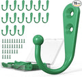 15 Pcs Black Wall Mounted Coat Hooks, Hanger Hook with 30 Pieces Screws for Towel, Key, Robe, Scarf, Bag, Cap, Coffee Cup, Mugs（Green）