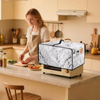 Toaster Oven Dust Cover with Pockets, Stain-resistant Kitchen Electrical Appliance Cover Countertop Ovens Decorations, S, 14.5 x 18.5 x 9 Inches, White Marble Black Crack