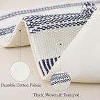 Smile Bee Spring Boho Outdoor Throw Pillow Covers Set of 2, Decorative Woven Striped Pillow Covers with Tassels for Couch Bed Sofa, 18x18 Inch, Navy Blue and Cream White