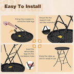 32" Round Folding Table, Portable Bar Height Folding Table with Detachable Legs, Round Foldable Table with HDPE Top for Standing Parties, Balcony, Event, Indoor Outdoor Use (Black, 1 Pack)