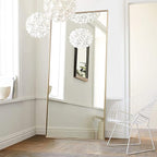 NeuType Full Length Mirror Floor Mirror with Standing Holder Bedroom/Locker Room Standing/Hanging Mirror Dressing Mirror Wall-Mounted Mirror (Golden), 65"x22", AMZVCNTJJ00362ZZE-ZYF