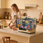Microwave Oven Dust Cover Heavy Duty Microwave Oven Cover Waterproof Dust-Proof Kitchen Machine Covers Case Protections for Toaster Oven, Oil Painting Cat Sunflower Daisy Print, S